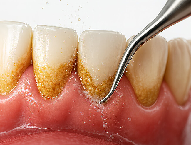 Zahnarzt trägt Polierpaste auf Zähne auf – Symbol für professionelle Zahnreinigung.