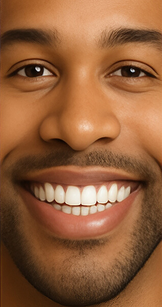 Nahaufnahme eines lächelnden Gesichts einer Person mit Brille und kurzem Bart.